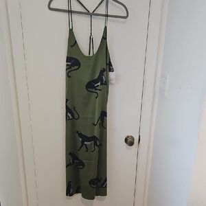 Auden Green Dress with Black Animal Print